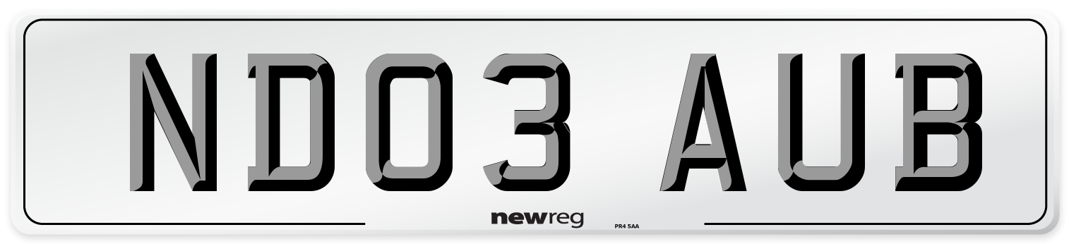 ND03 AUB Number Plate from New Reg